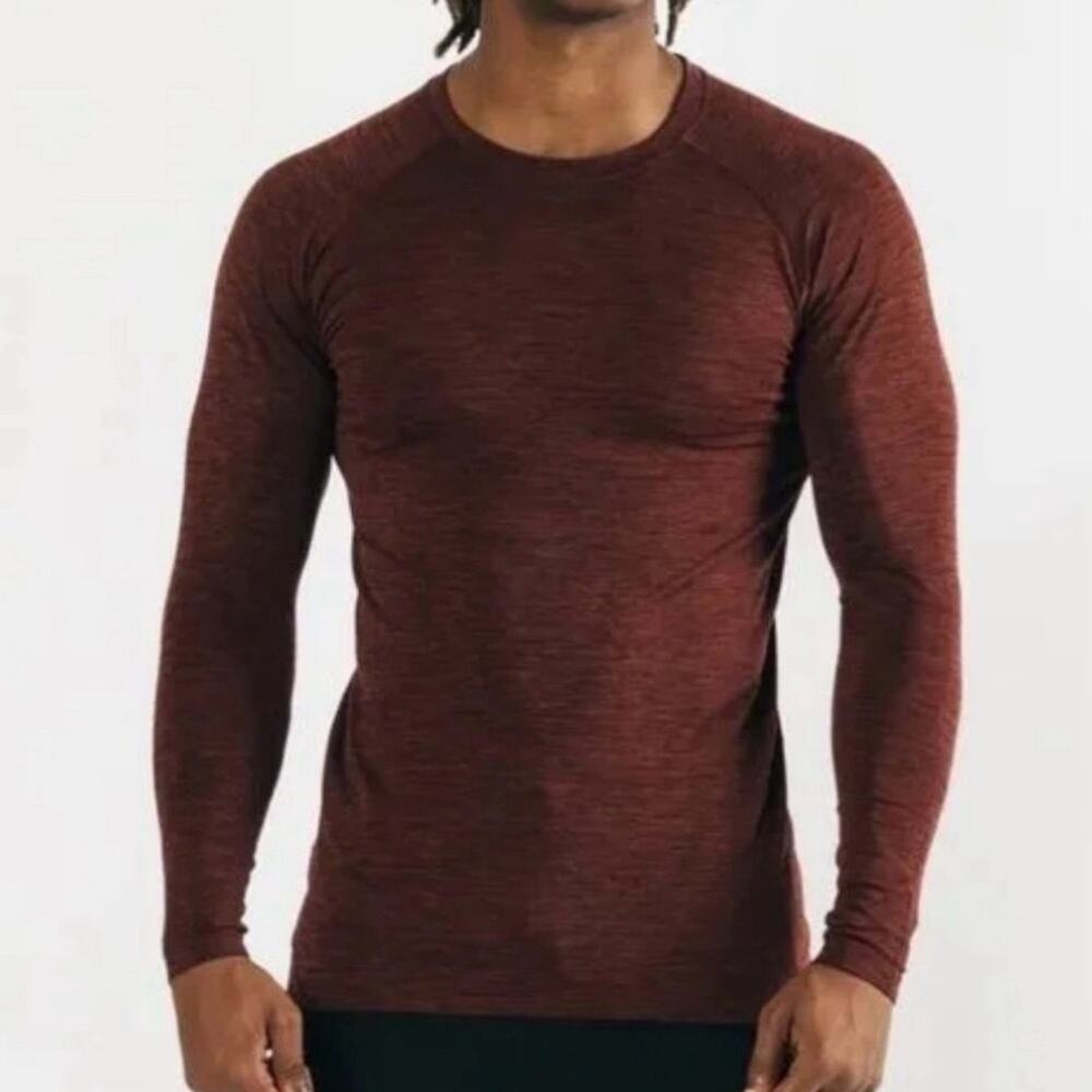 ALPHALETE Sparrow Burgundy Hero Seamless Long Sleeve‎ Workout Gym Shirt Top Sz M
